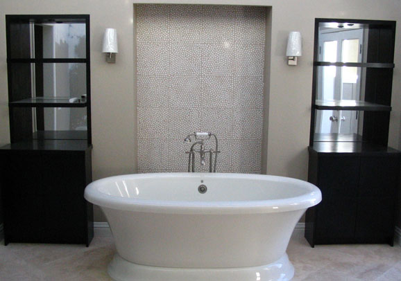 Customized bathroom with stylish storage in San Diego