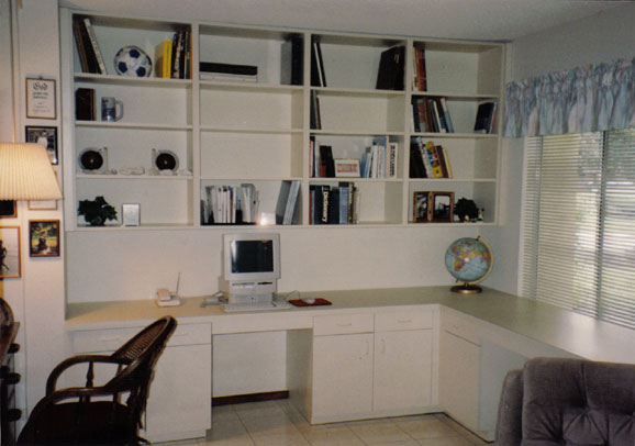 Home office with custom cabinetry by Maurer Construction, San Diego